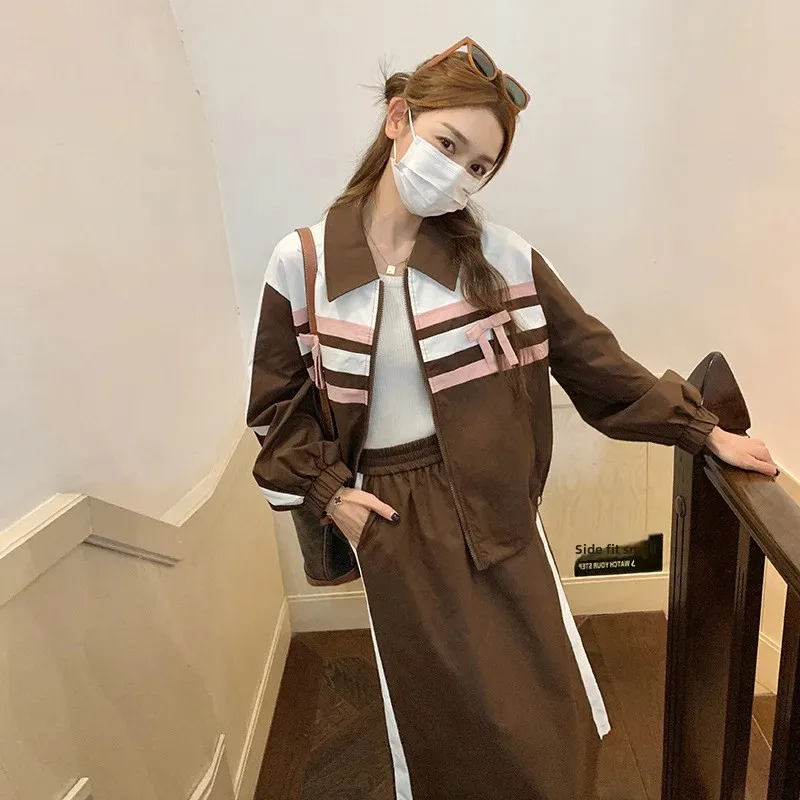 Милая крутая повседневная куртка свободного кроя с лацканами и цветными блоками