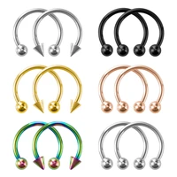 3pcs stainless steel hoop nose ring septum piercing smiley cartilage earring circular barbell ear bcr horseshoe body jewelry 16g