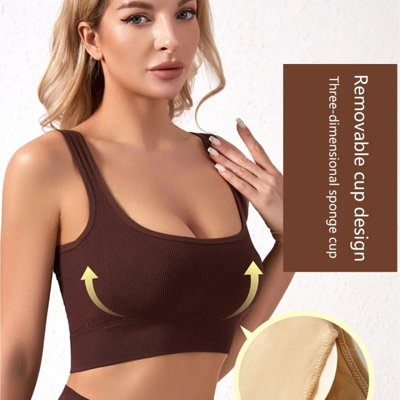 Фото Спортивные бюстгальтеры Yoga Crop Top Ударопрочный бюстгальтер для йоги Тренировки Тренажерный зал Топы для женщин №1