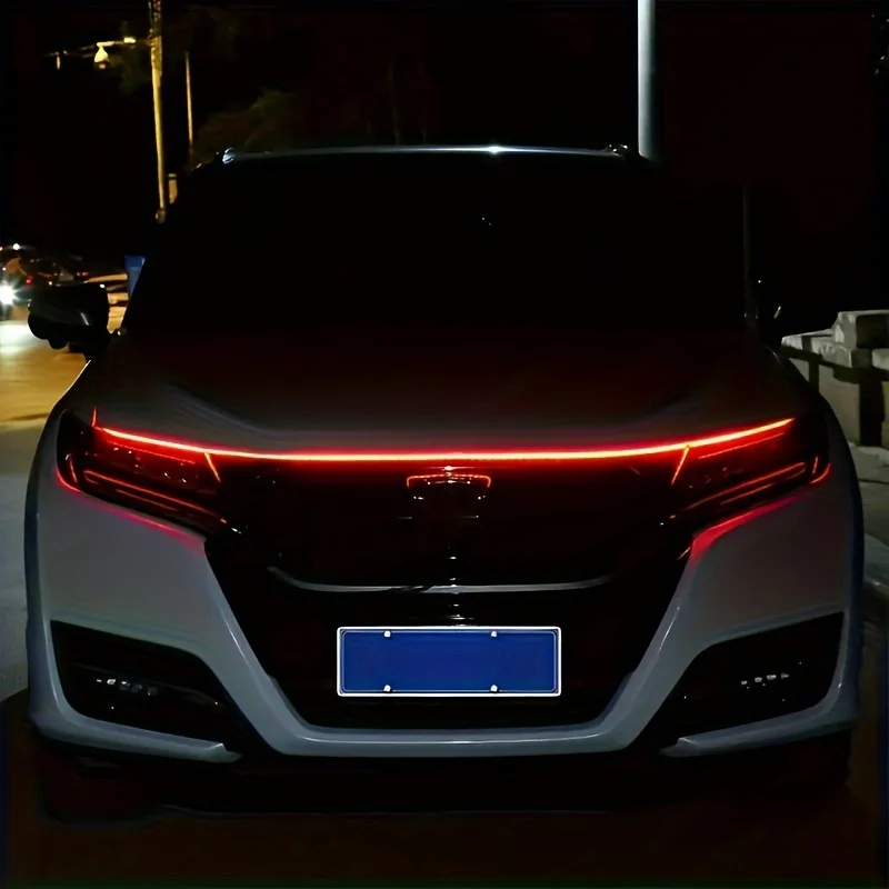 

Светодиодные дневные ходовые огни Сканирование запуска капота автомобиля Декоративные фонари DRL Автоматическая направляющая капота двигателя Декоративная лампа окружающего освещения 12 В