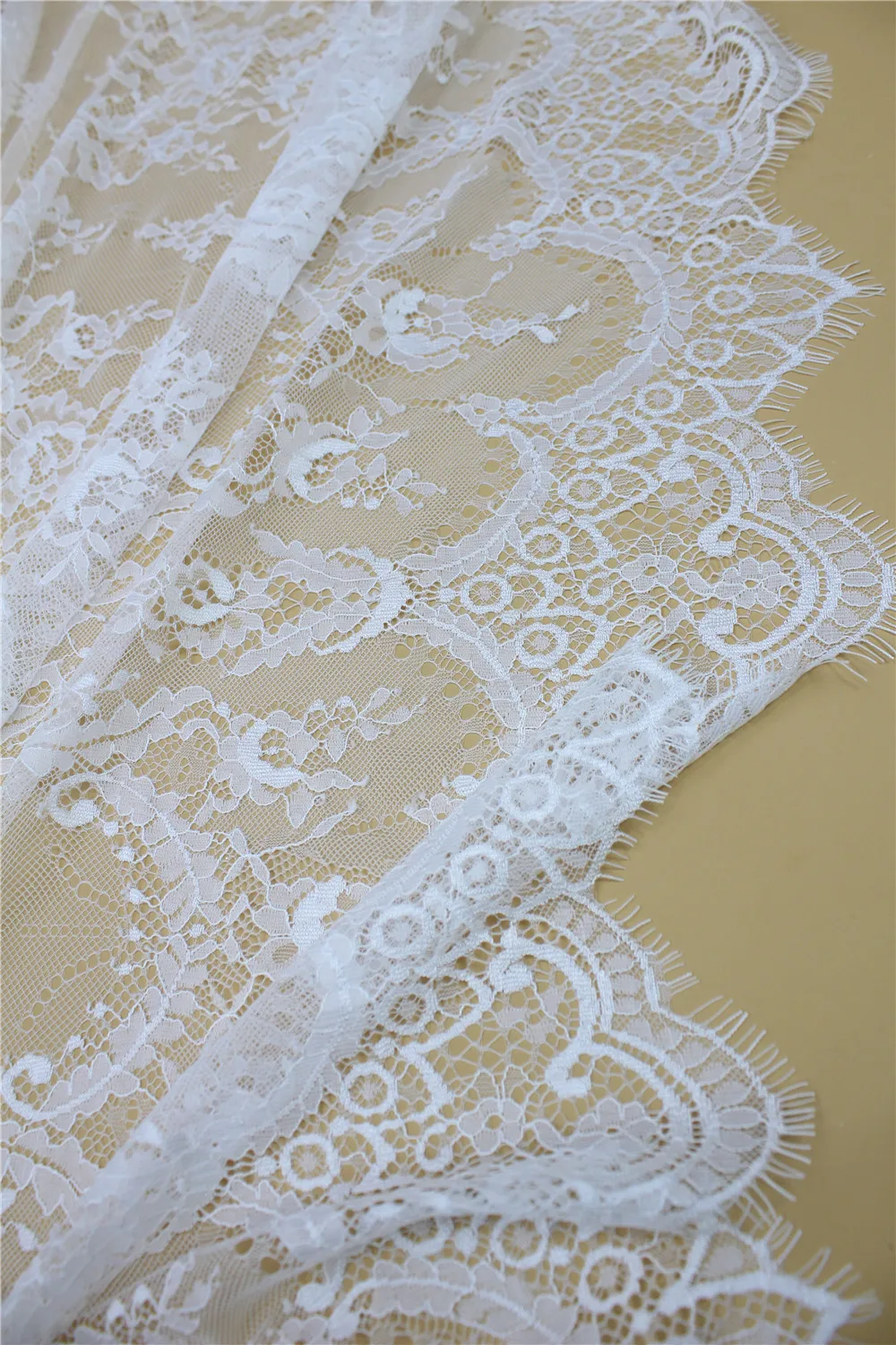 

3 Meters French Lace Fabric Bridal Veil Wedding Dress Fabric Lingerie Lace Chantilly Lace Eyelash Lace Fabric By The Piece