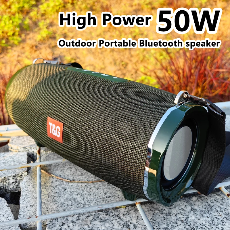 50W High Power TG187 Bluetooth Speaker Waterproof Portable Column For PC Computer Speakers Subwoofer Boom Box Music Center FM TF