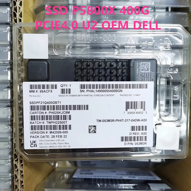 Новый оригинальный твердотельный накопитель для Intel Aoteng SSD P5800X 400G PCIE4.0 U2 OEM Dell