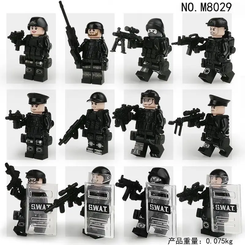 

WW2 Military Special Forces Modern Soldier Police Dog MOC SWAT City Car Military Weapons Figures Building Blocks Mini Toys PUBG