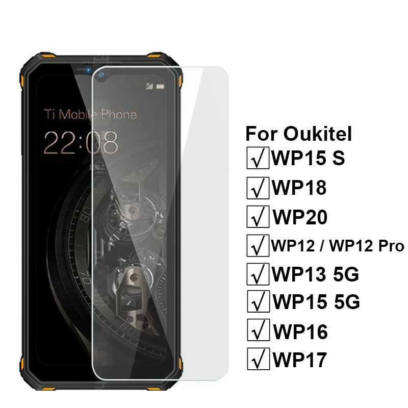

2PCS Tempered Glass for Oukitel WP15 S Screen Protector Phone Film on Oukitel WP20 WP18 WP17 WP16 WP15 WP13 5G WP12 Pro Pelicula