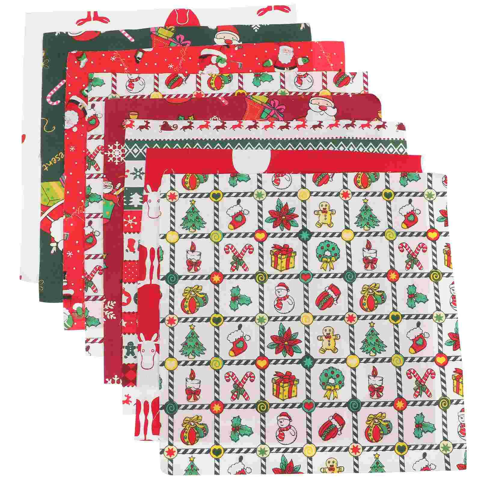 8 Pcs Patchwork Head Cotton Fabric Quilting Supplies Christmas Das Craft Sewing