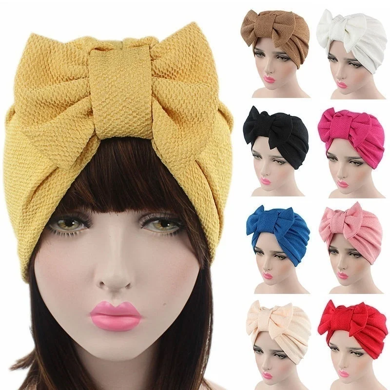 

Fashion Women Big Bow Scarf Headdress Bow Hair Hat