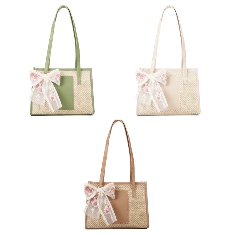 

28GD Handmade Summer Straw Handbag Large Capacity Tote Bag Shoulder Bag for Birthday