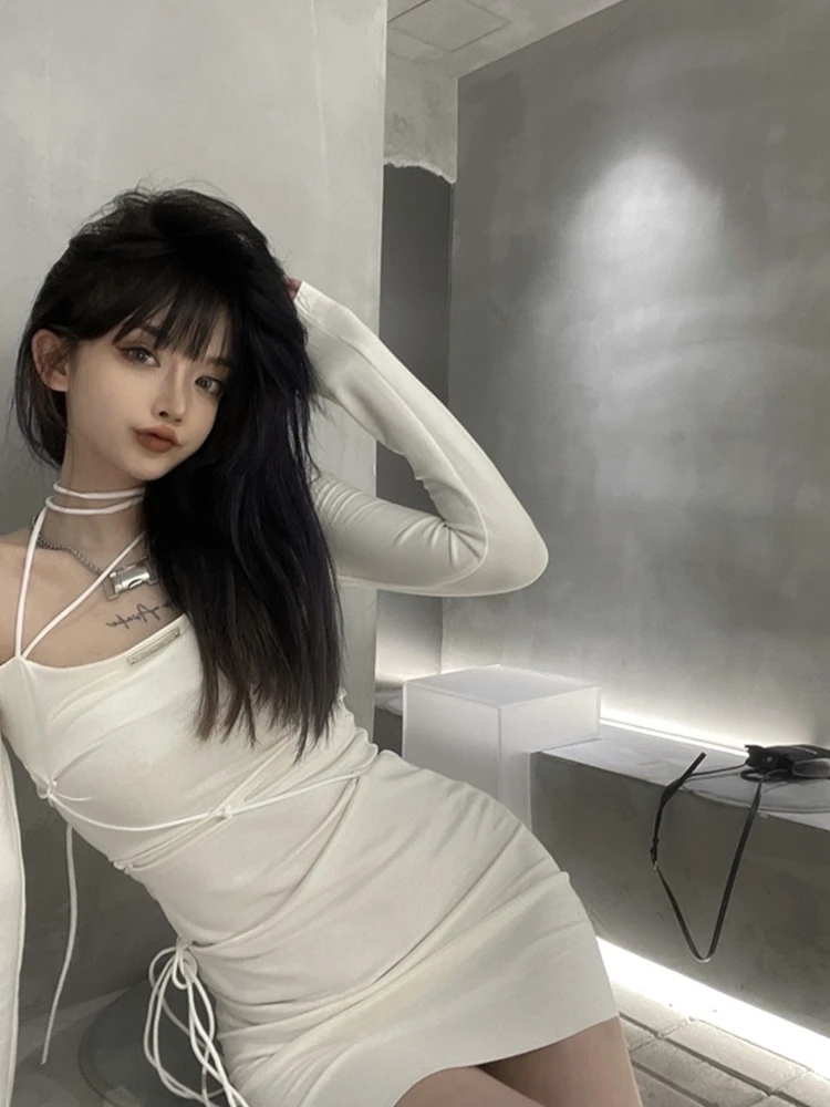 Женское мини-платье с завышенной талией облегающее короткое платье в Корейском