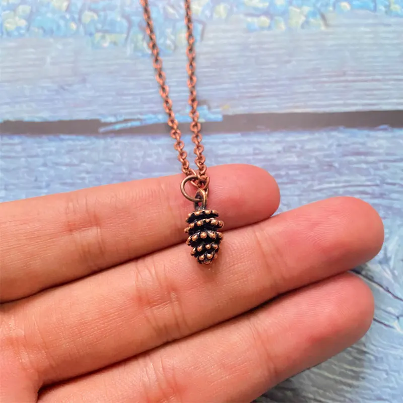 

Pine Cone Necklace - Small Pinecone Autumn Nature Charm Jewellery Copper Plated