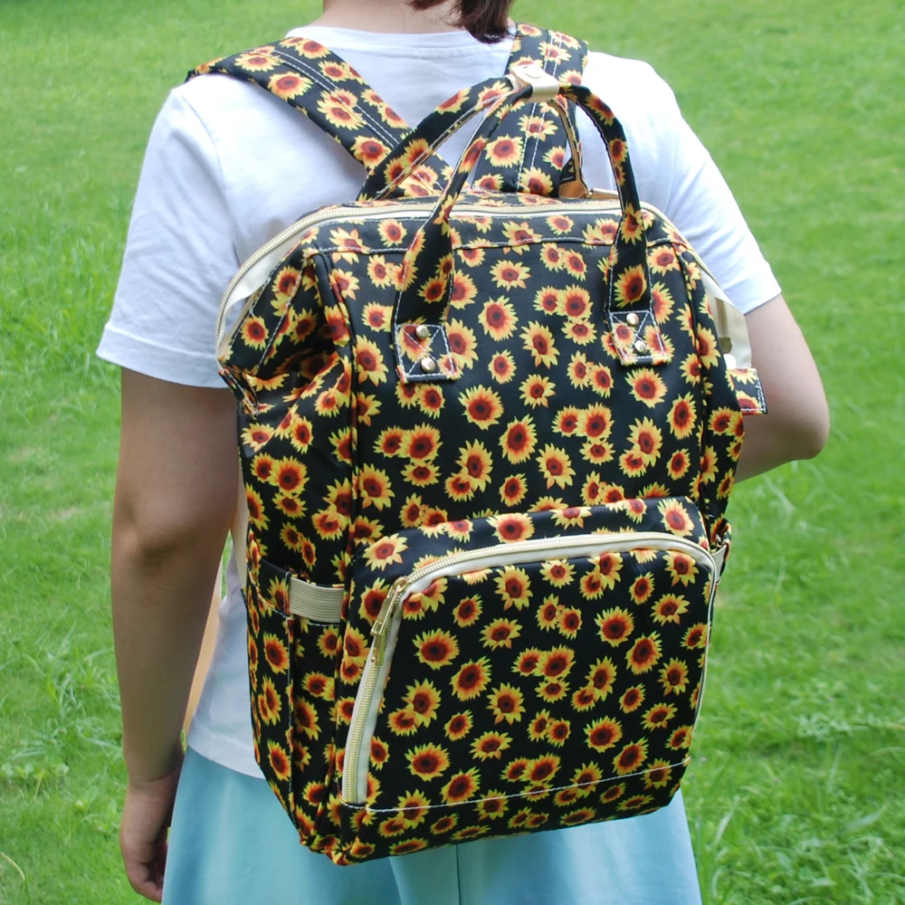 Multifunctional Mom Diaper Backpacks Baby Nappy Bags Sunflower Waterproof Mummy Diaper Bag Large Capacity Backpack For BabyCare