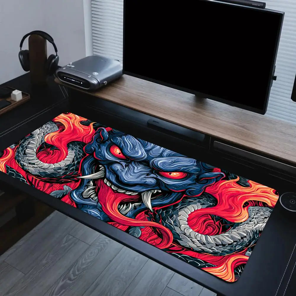 Фото Коврик для мыши Crimson Flame Demon, большой, для компьютера, офиса, игр, резиновый, противоскользящий, XXL, HDP, длинный настольный коврик, мауспад №2