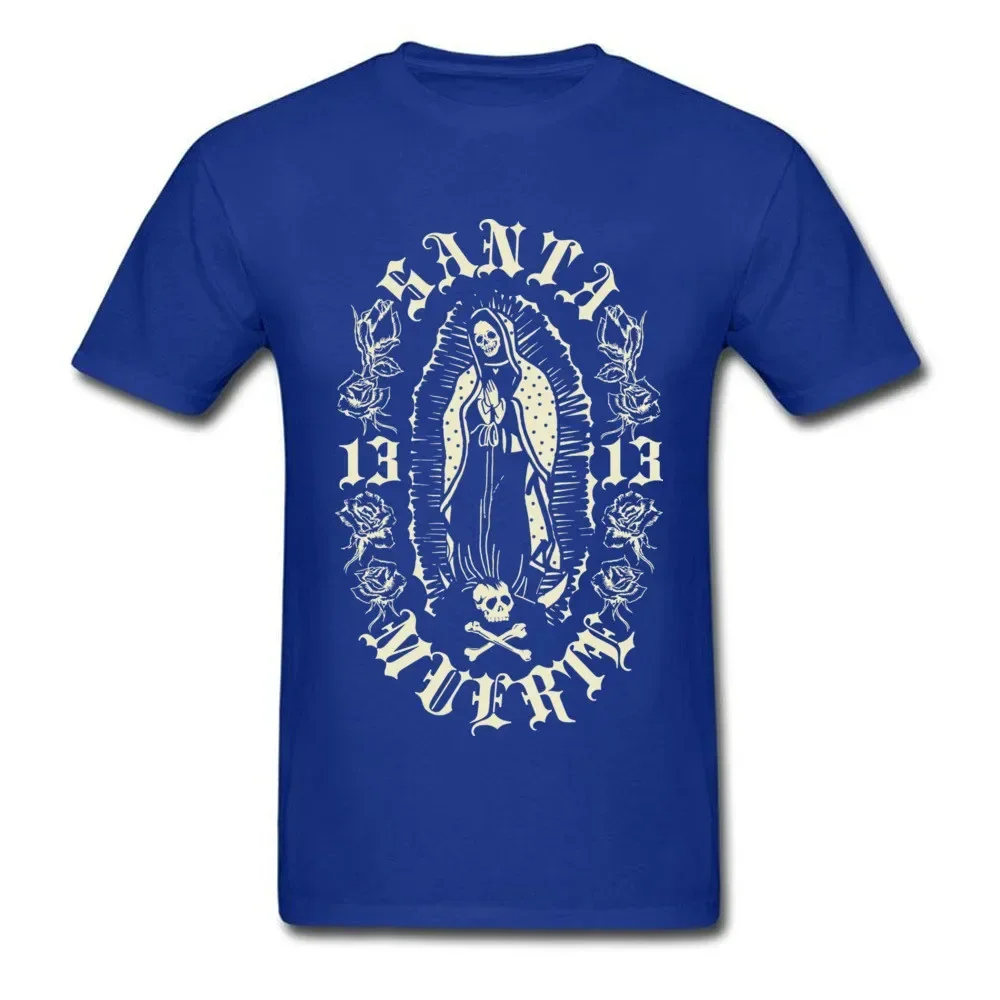 Фото Модный дизайн, футболка Santa Muerte 13, 100% хлопок, с круглым вырезом, летняя повседневная мужская футболка с коротким рукавом, размер S-3XL №2