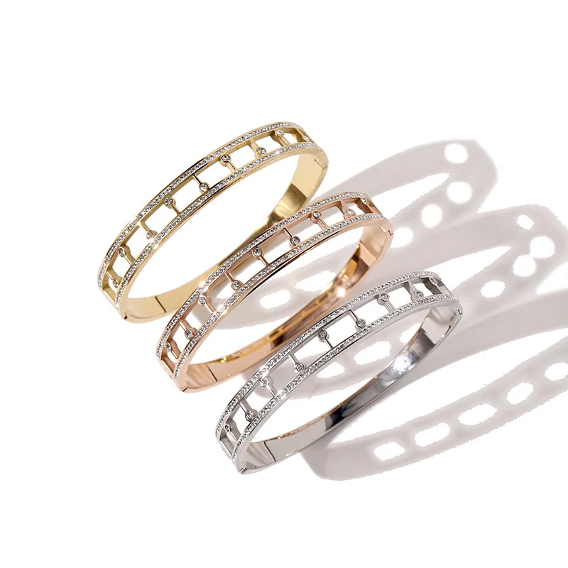 

Двухслойный ажурный браслет с бриллиантами, стильный индивидуальный ретро-дизайн, простое темпераментное модное ювелирное изделие