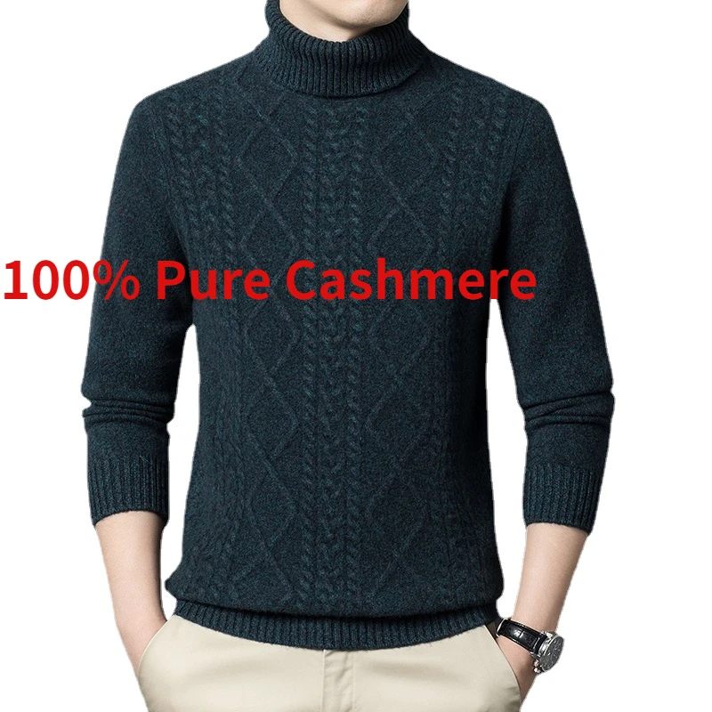 

new arrival 100% Pure Cashmere Men's Winter Thickened Turnover Collar Undercoat Men's Pullover Sweater size XS S M L XL 2XL 3XL