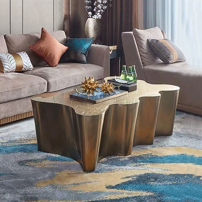 Металлический медный журнальный столик из нержавеющей стали креативный