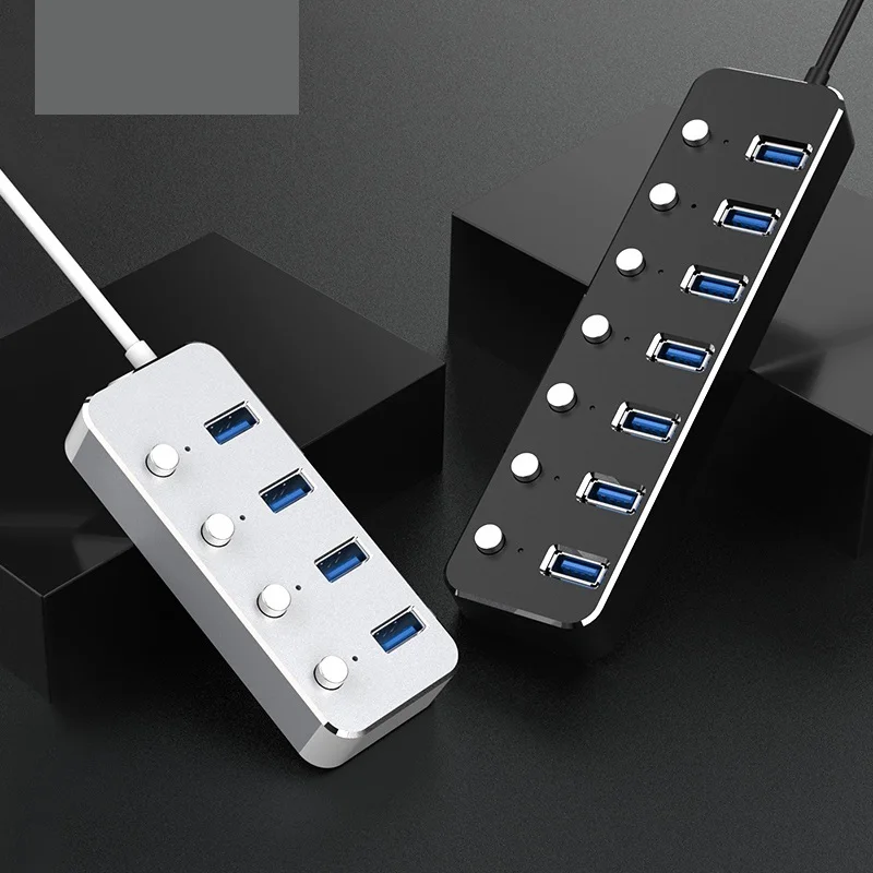 

Aluminum Alloy 4 / 7 Ports USB 3.0 Hub Sub-control Switch HUB 60/120cm Cable Upto 5Gbps Splitter With CE Certified EU Charger