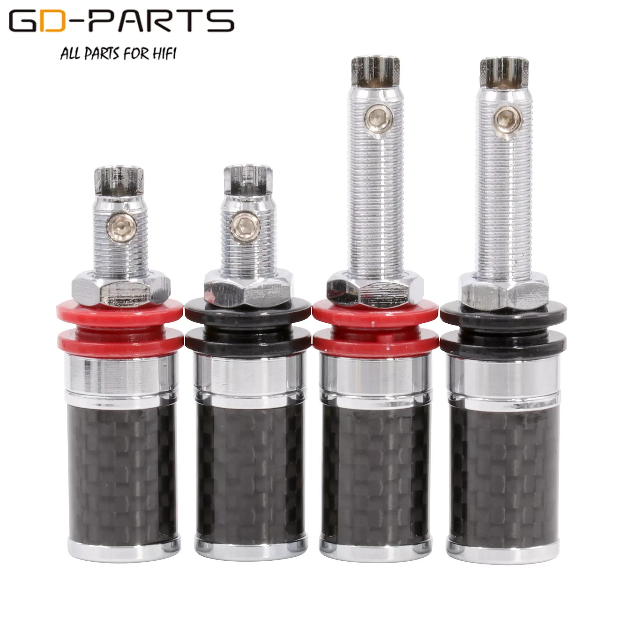 

Brass 5-Way Speaker Binding Post Female Banana Jack Connector Carbon Fiber Shielding HIFI Audio DIY Screw Lock