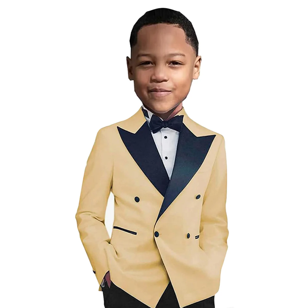Boy Suit Jaket Pant 2 Piece Fashion Suit For Boy Peaked Lapel Kid Clothes Wedding Tuxedo Casual Performance Dress Suit