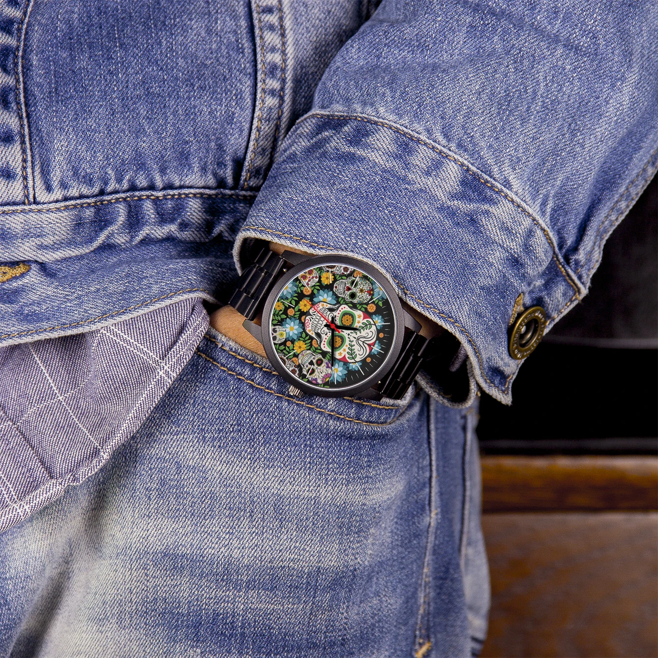 Крутые мужские часы с цветами новинка наручные подарок Настраиваемые узоры