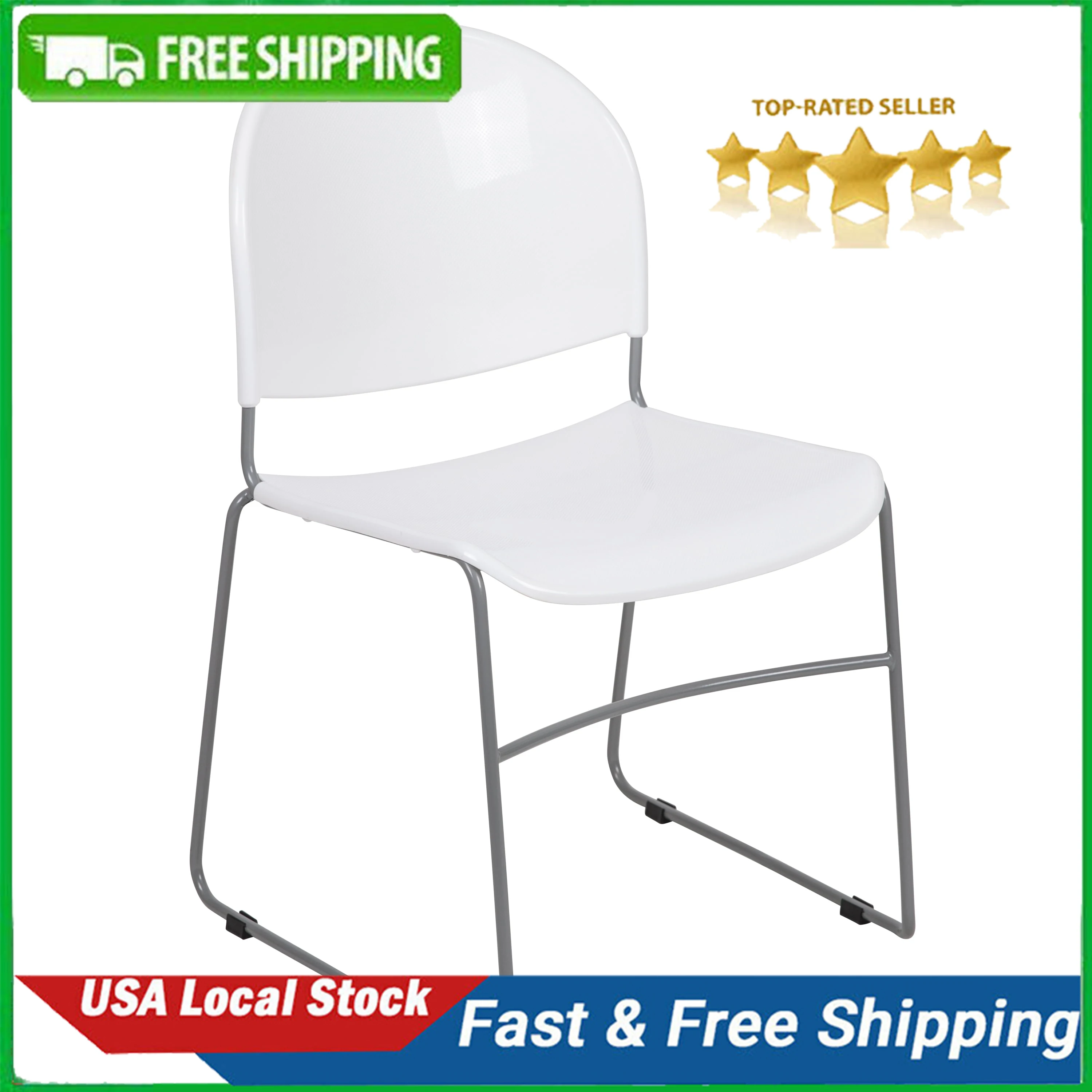 

HERCULES Series 880 lb. Capacity White Ultra-Compact Stack Chair with Silver Powder Coated Frame