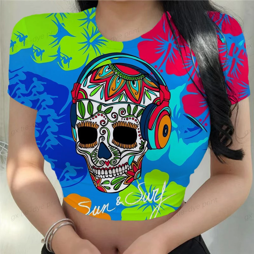 Женские топы в стиле Харадзюку 90-х Забавный кроп-топ с коротким рукавом одежда