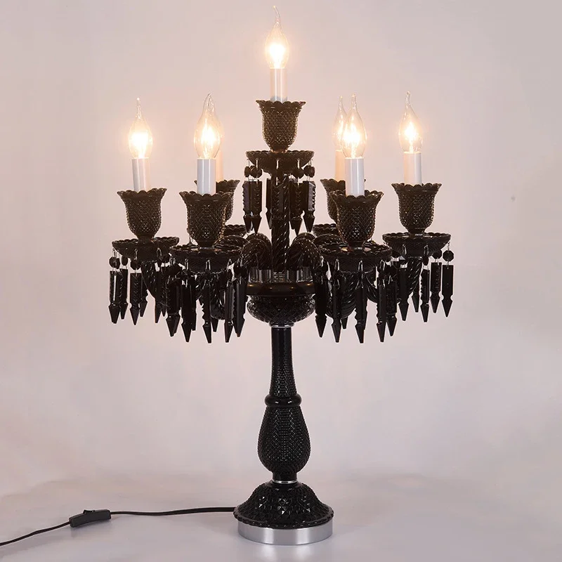 

Хрустальная настольная лампа TEMAR в европейском стиле, роскошная черная лампа в виде свечи для гостиной, ресторана, спальни, виллы, свадьбы, настольная лампа