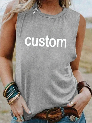 Женская футболка без рукавов CUSTOM, повседневные летние майки