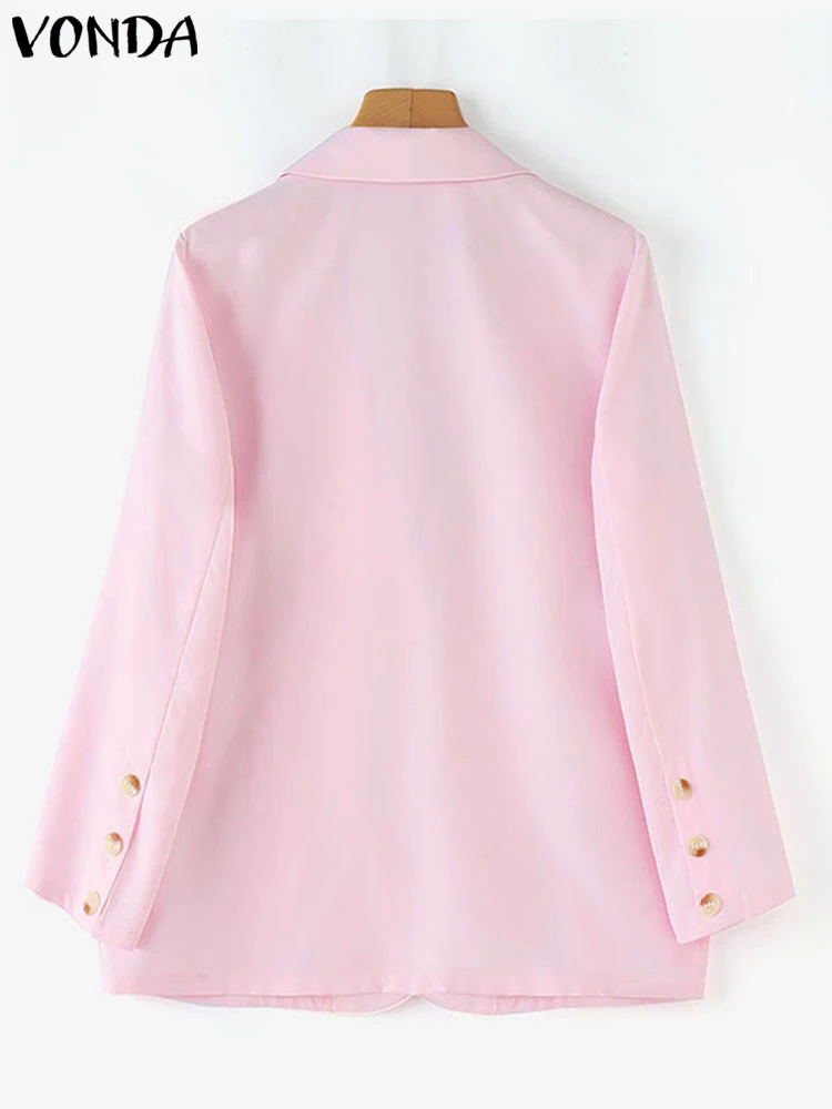 VONDA осеннее модное пальто с отложным воротником и бантом повседневный пиджак