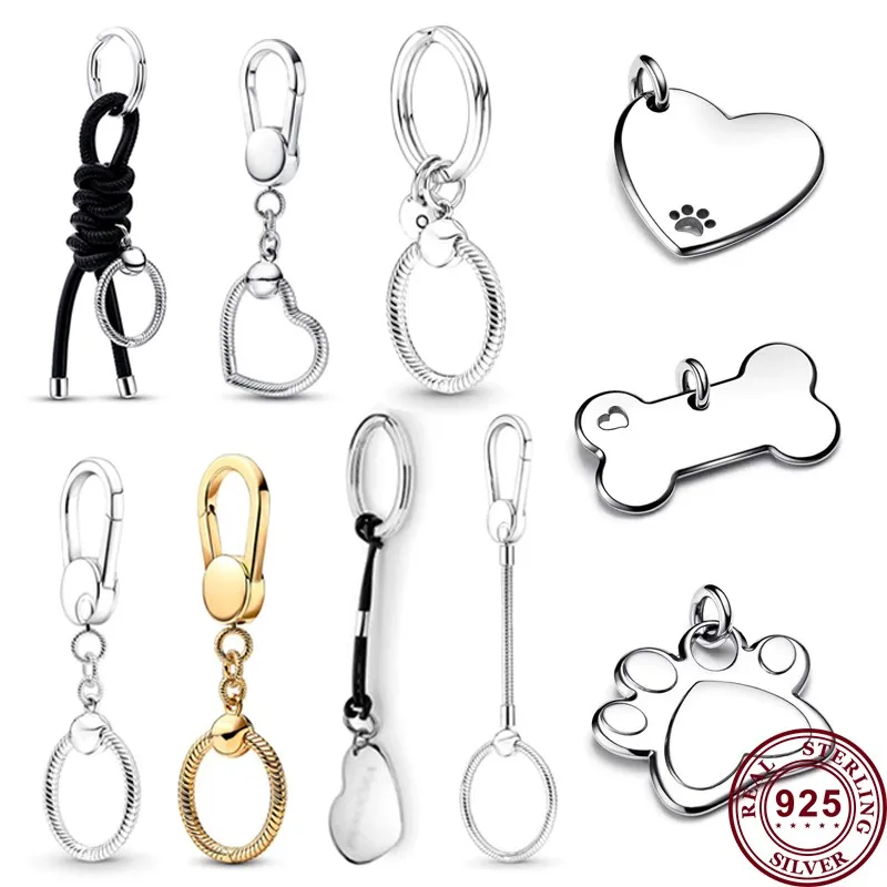 

New Hot 925 Silver Backpack Heart Key Chain Pet Collar Pendant Women's Jewelry Wedding High Quality Diy Charm Jewelry