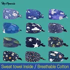 Модные хлопковые шапки с мультяшным принтом счастливого кота, регулируемая шапка-скраб, рабочая шапка для салона красоты, лаборатории, зоомагазина, шапки-скрабы на заказ