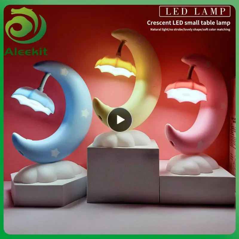 

Eye Protection Sleeping Light Cartoon Moon Shape Desktop Decorative Light Portable Usb Charging Night Light Bedroom Decoration