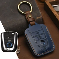 leather car key cover case for bmw i3 i8 series key fob cover protect keychain holder for men car accessories llavero coche