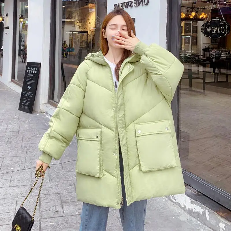 2023 Loose Puffer Jacket Hooded Female Oversize Warm Winter Coat Hood Korean Women Thicken Short Parka Cotton Harajuku Outfits