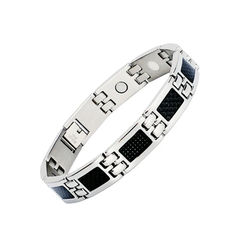 Titanium Steel Gold Foil Charcoal Fiber Bracelet Negative Ion Anti-radiation Germanium Antioxidant Anti-fatigue Bracelet