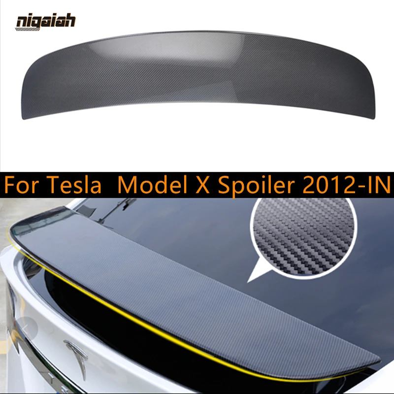 

Carbon Fiber Rear Trunk Spoiler Trunk Boot Glossy 4 Door Sedan Rear Wings For Tesla Model X 2012 2013 2014 2015 2016 2017 - UP