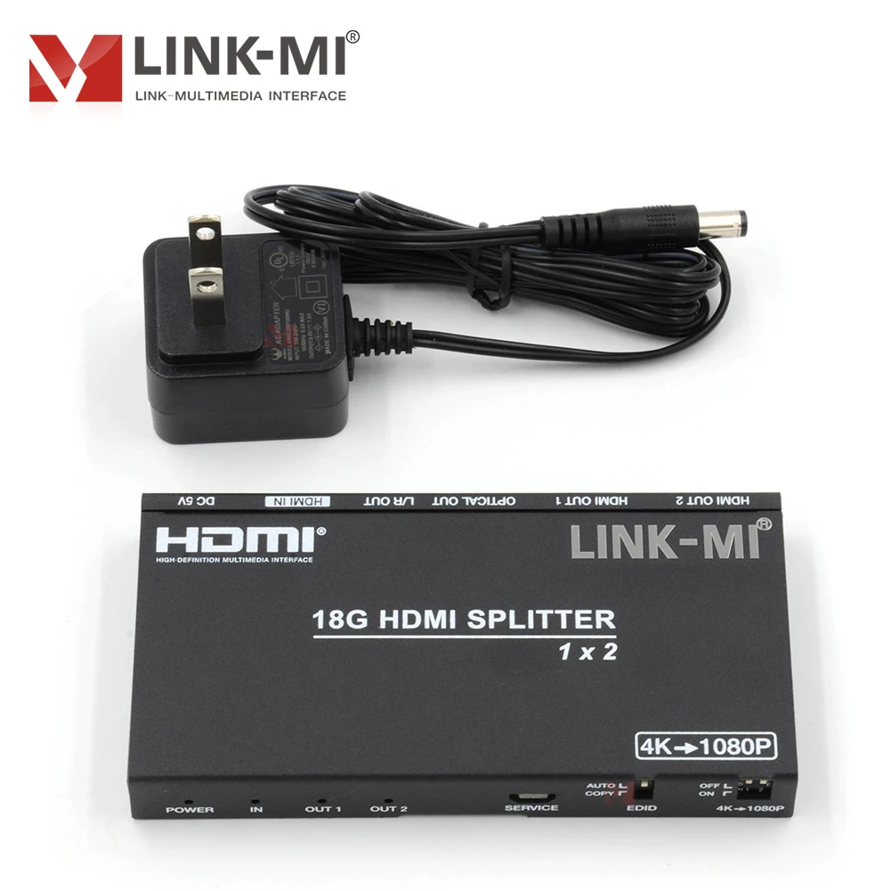 LINK-MI 4K@60Гц 1x2 HDMI 2.0 сплиттер с экстракторомскейлером звука, 1 вход 2 выхода, HDMI сплиттер 4K2K@5060Гц 1x2, сплиттер-даскейлер (art.: 3920d2744ce6e) - 3920d2744ce6e