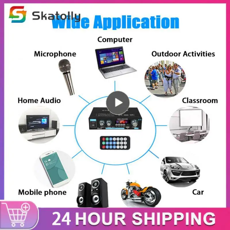 

Black Mini Hifi Power Amplifier Remote Control Audio Home Theater Amplifier Eu Plug/us Plug Fm Stereo Radio 110v-220v