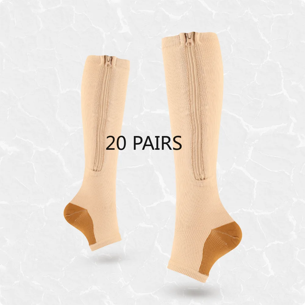 Sports Socks Compression Socks 20 PAIRS Compression Zipper Socks Compression Sock SPORT Elastic Socks with Zipper