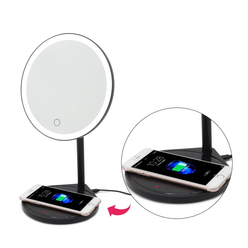 

2021 New 360 Rotating Mirror With 2000mah Rechargeable Battery Table Standing Led Makeup Mirror With Lights