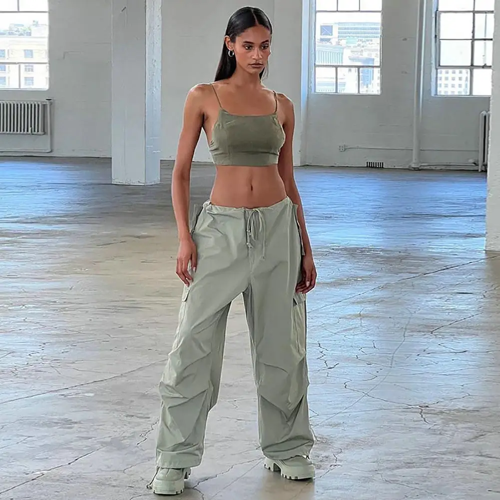 

Fashion Casual Pants Breathable Cargo Pants Drawstring Oversized Fit Multi Pockets Cargo Pants Versatile