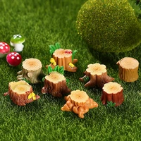 8pc mini tree stump craft figurine cute miniature garden diy ornaments fairy garden home decoration accessories random color