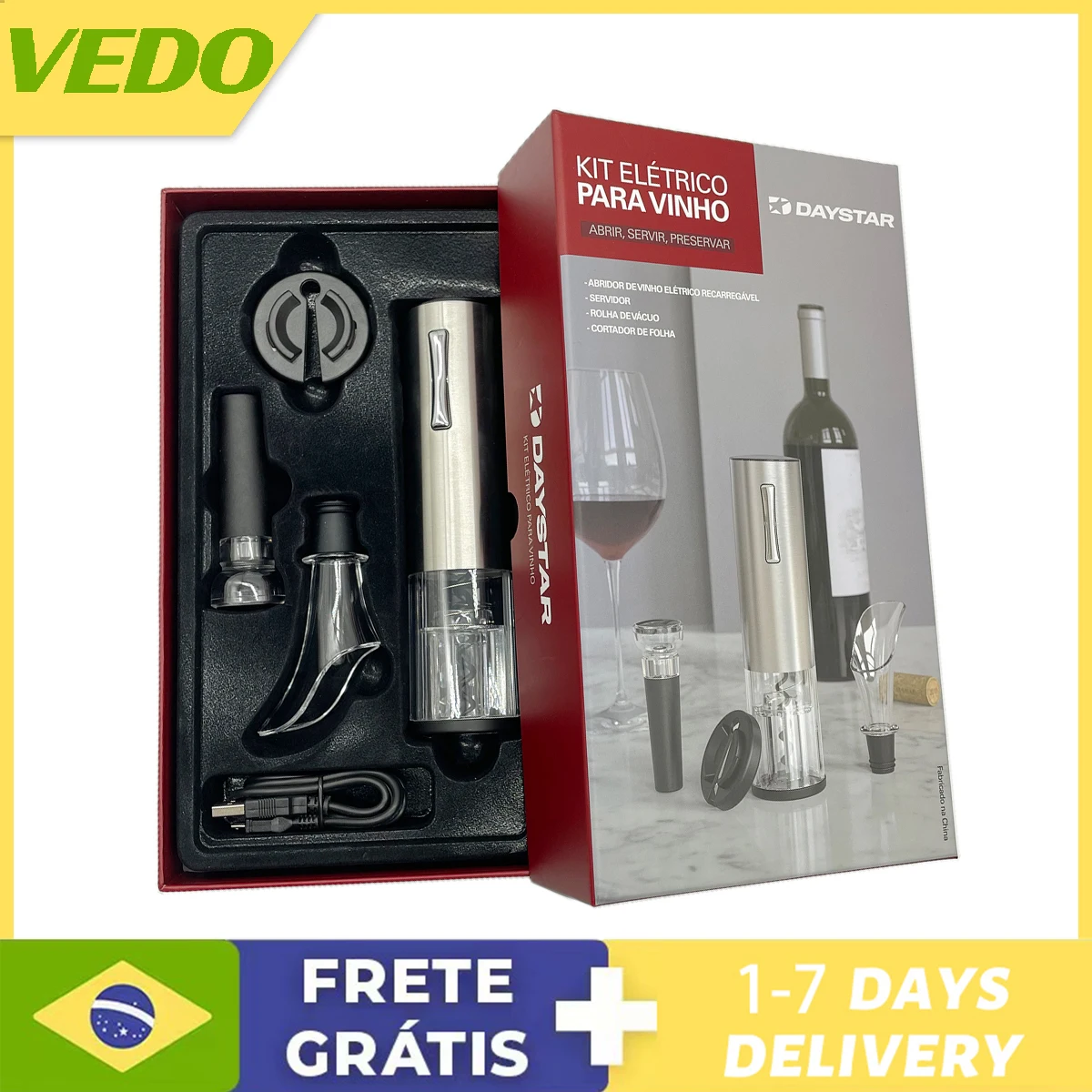 

Automatic Electric Wine Bottle Opener Bag Stoppers Kit