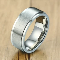 kotik new fashion punk vintage silver color stainless steel matte spinner ring for men