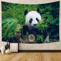 kawaii panda tapesty study room green bamboo art printing boho wall hanging bedroom living room dorm home decoration blankets