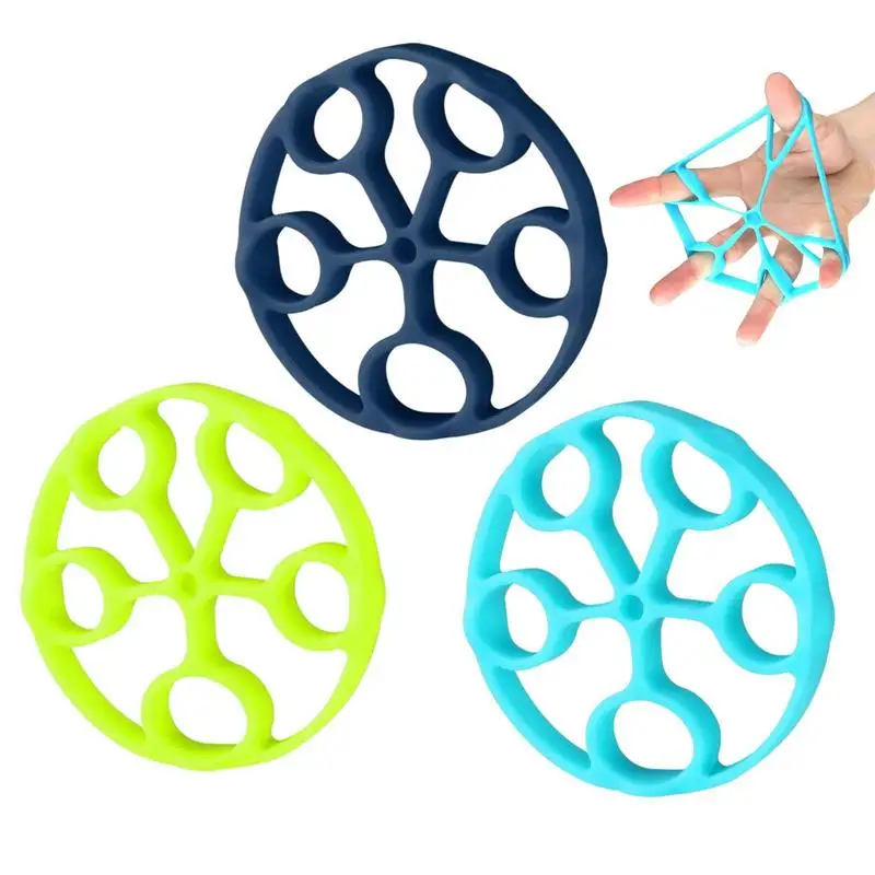 

3 шт., силиконовый тренажер для сгибания пальцев, с пятью отверстиями