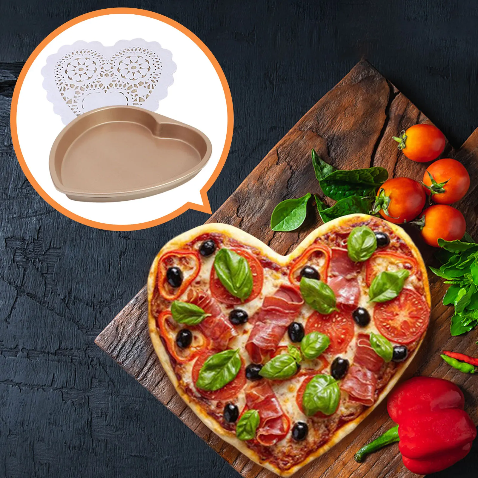

Heart-Shaped Pizza Pans 9 Inch Non-Stick Baking Molds For Cakes Practical Baking Tool For Oven Valentines Weddings Party