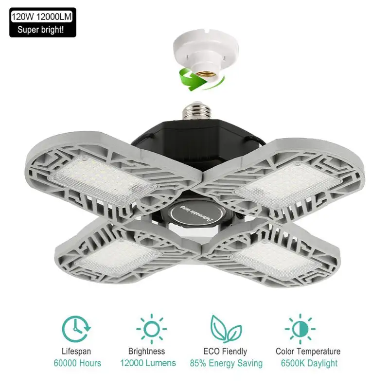 

Super Bright Industrial Lighting 120W E26 E27 Base Fan Garage Light 6000LM 96Led High Bay Industrial Lamp For Workshop Garage
