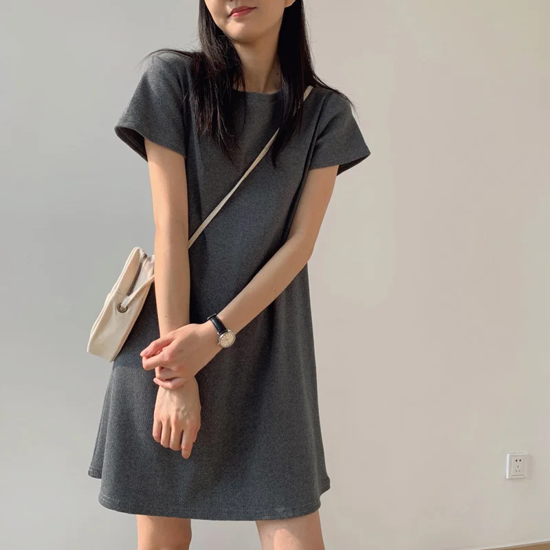 

Женская юбка с коротким рукавом, однотонная приталенная юбка в Корейском стиле, в гонконгском стиле, лето 2022