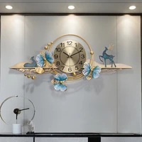 new chinese style living room light mute clock home restaurant fashion large wall hanging watches entrance metal wall clock